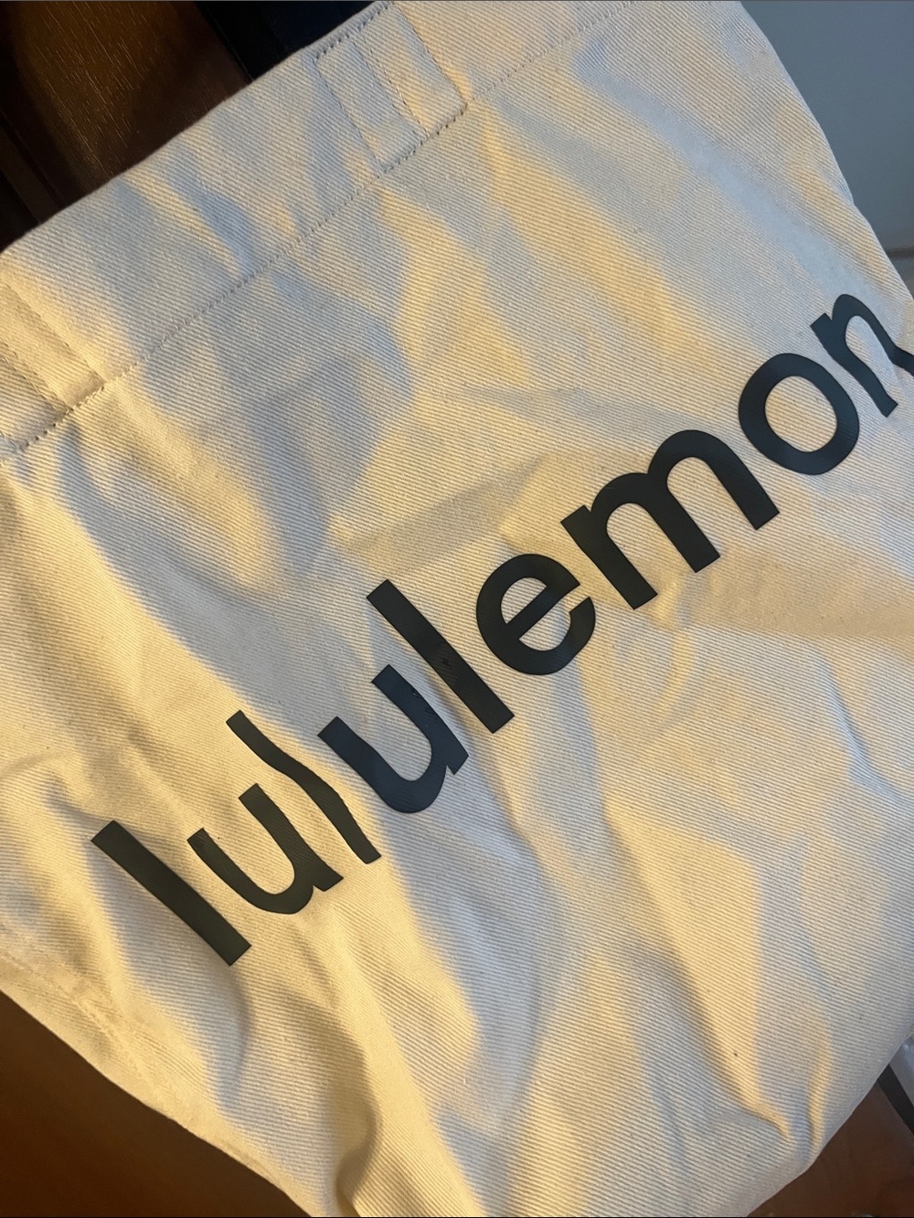 Please read Lululemon athletica Cream Canvas Tote with Black Logo and Straps - Picture 2 of 10